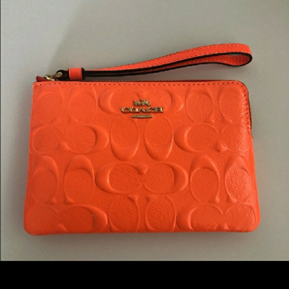 Coach New Neon Orange Wristlet